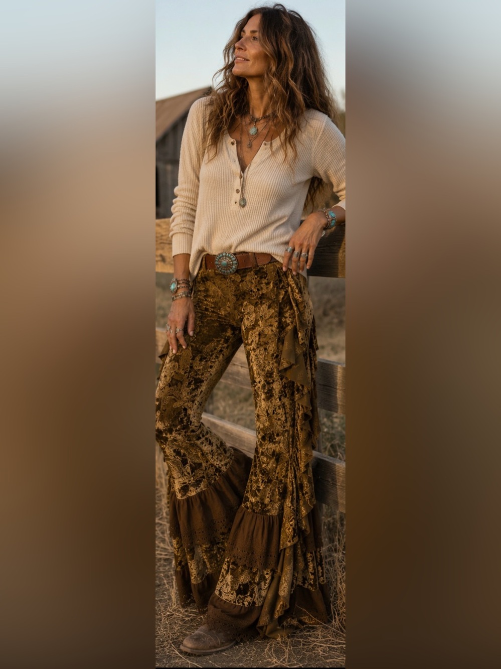 New‼️ A RARE BIRD “ ORLANDO “ Crushed Velvet Butterfly Bell Bottom Ruffle Pants